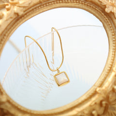 White Shell Square Pendant Snake Chain Necklace