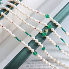 Freshwater Pearl & Colored Bead Toggle Necklace