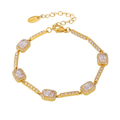 Rectangle Cubic Zirconia Link Bracelet