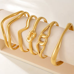 Wave & Geometric Stainless Steel Cuff Bracelets