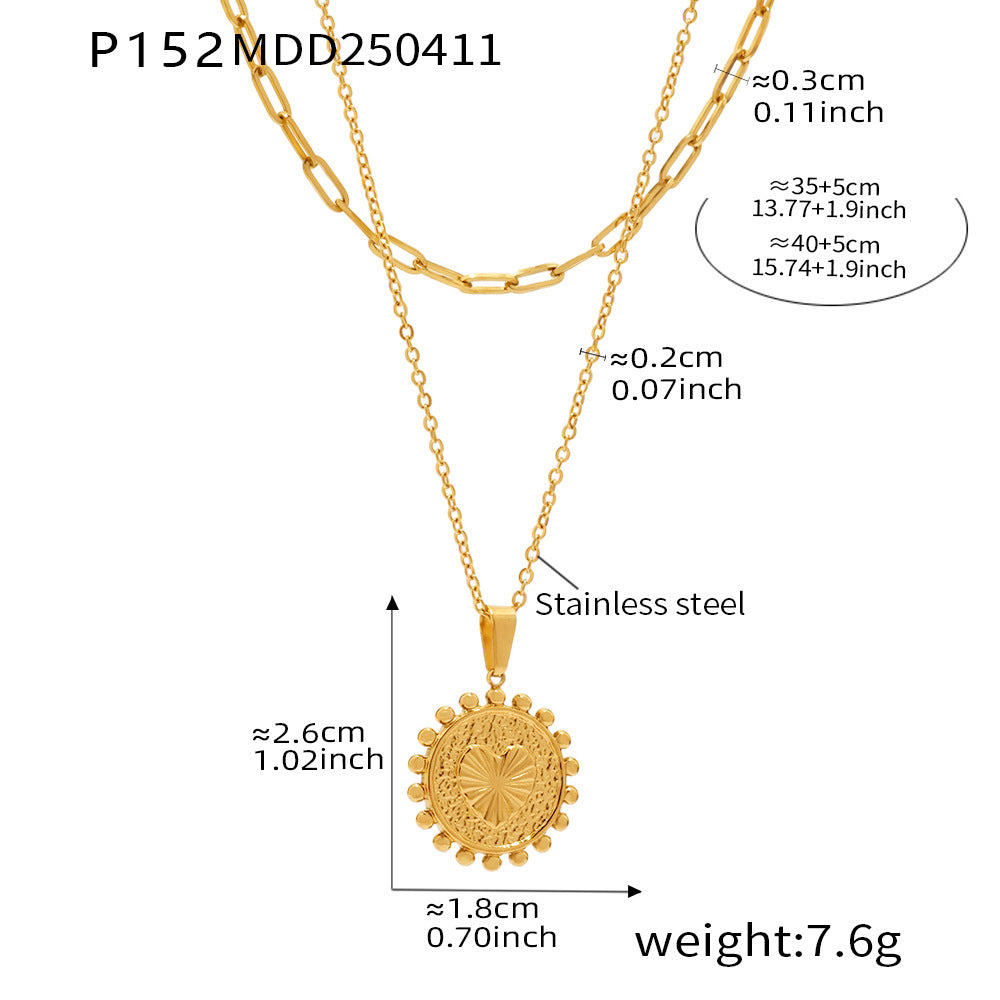 Gold-Tone Layered Sunburst Pendant Necklace