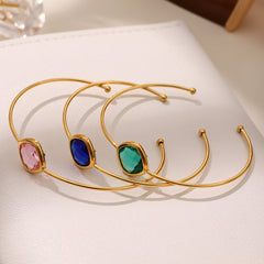 Faceted Glass Open Cuff Bracelet