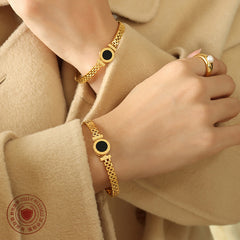 18K Gold-Plated Round Accent Link Bracelet