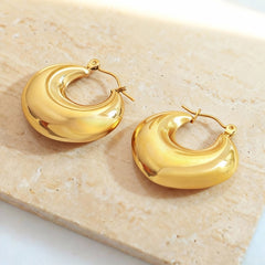 18K Gold-Plated Sculptural Heart Hoop Earrings