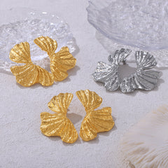 Textured Petal Stud Earrings