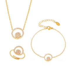 Double-Circle Cubic Zirconia Necklace, Bracelet or Ring