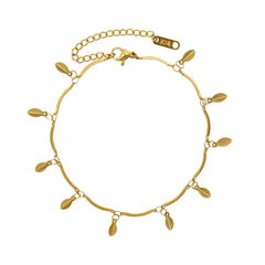 Gold-Tone Leaf Charm Anklet
