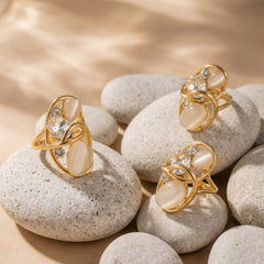 Cat-Eye-Look Sculptural Statement Rings