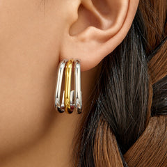18K Gold-Plated Triple-Line Hoop Earrings