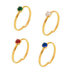 Color Cubic Zirconia Solitaire Open Ring