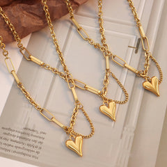 Heart Charm Layered Necklace and Bracelet