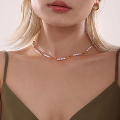 18K Gold-Plated Cubic Zirconia Pearl-Look Necklace or Bracelet