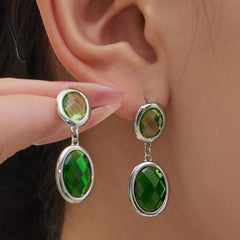 Faceted Oval Glass Drop Earrings