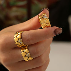 18K Gold-Plated Heart Detail Ring