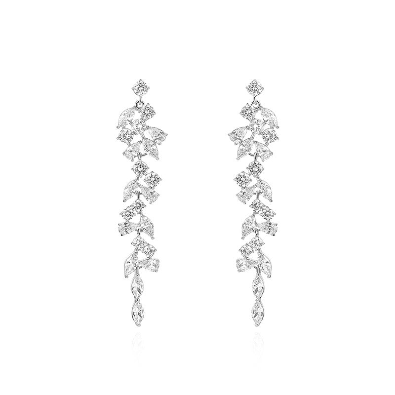 Nicolette Pavé Leaf Drop Earrings