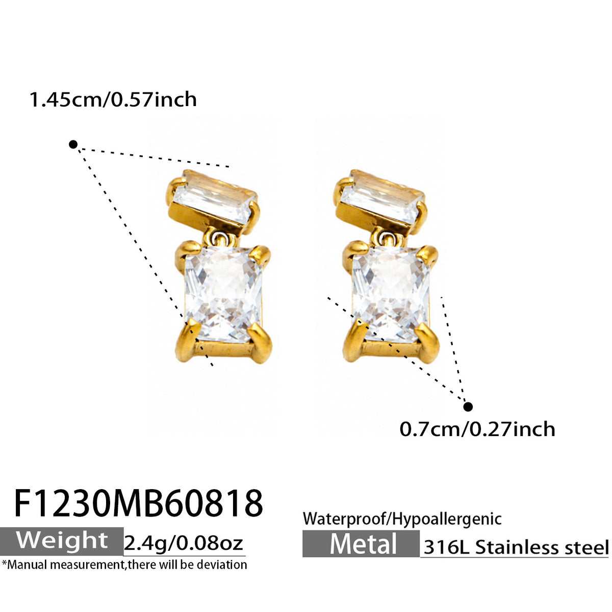 Faceted Rectangle Glass Drop Earrings