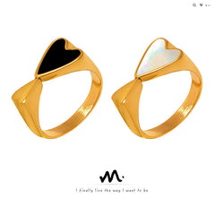 18K Gold-Plated Heart Inlay Ring