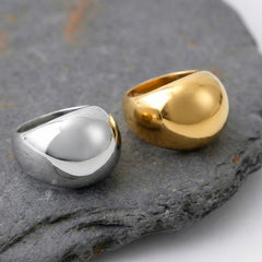 18K Gold-Plated & Silver-Tone Dome Statement Ring
