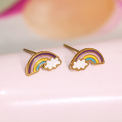 Rainbow & Cloud Enamel Necklace, Ring, Bracelet or Earrings