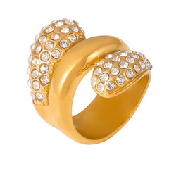 18K Gold-Plated Double Teardrop Cubic Zirconia Ring