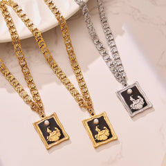 18K Gold-Plated Layered Enamel Tag Necklace