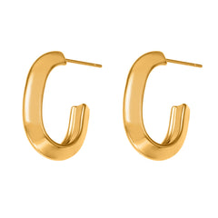 18K Gold-Plated Grooved U-Hoop Earrings