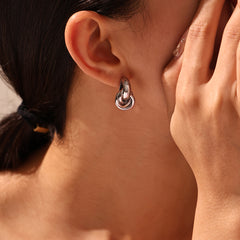 Wrapped Circle Stainless Steel Stud Earrings