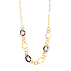 Long Leopard-Pattern Geometric Chain Necklace