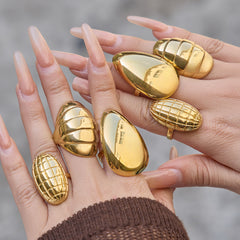 Sculptural Textured Oval or Teardrop Ring