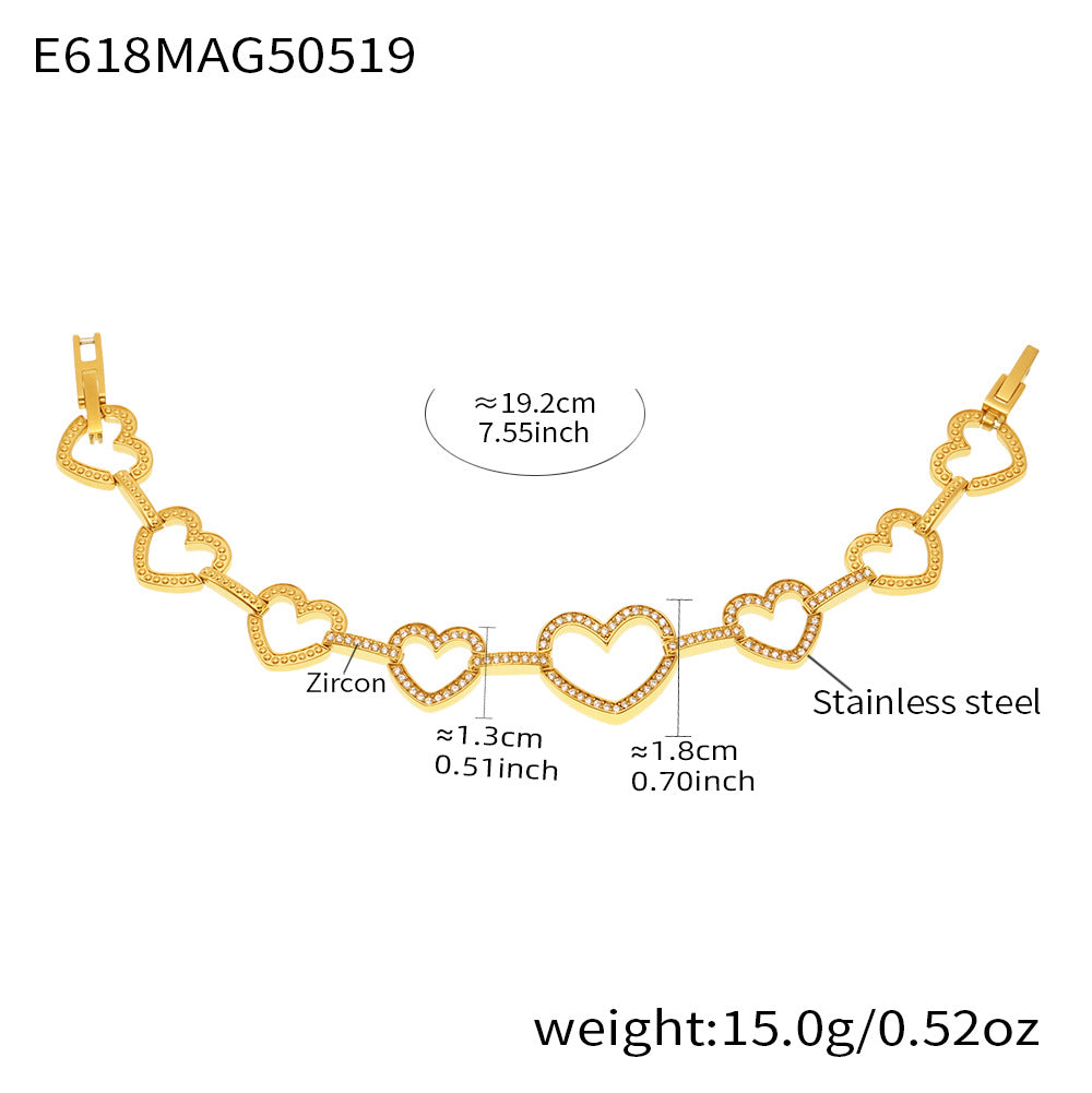 Cubic Zirconia Heart or Circle Link Bracelet