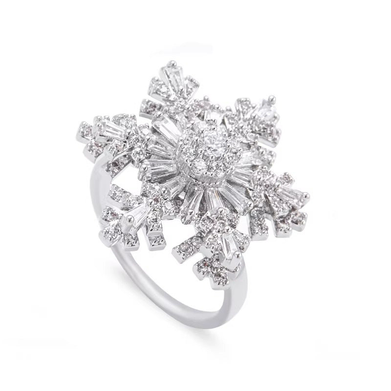 Nadine Statement Pavé Snowflake Adjustable Ring
