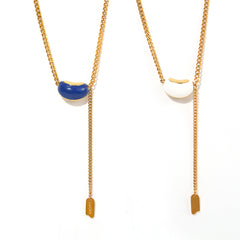 Enamel Bean Pendant Lariat Necklace