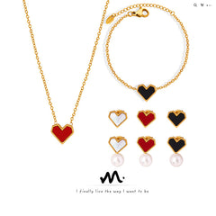 18K Gold-Plated Heart Shell and Acrylic Jewelry