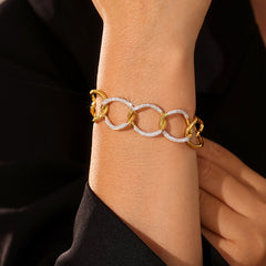 18K Gold-Plated Stone-Accent Rounded Link Bracelet