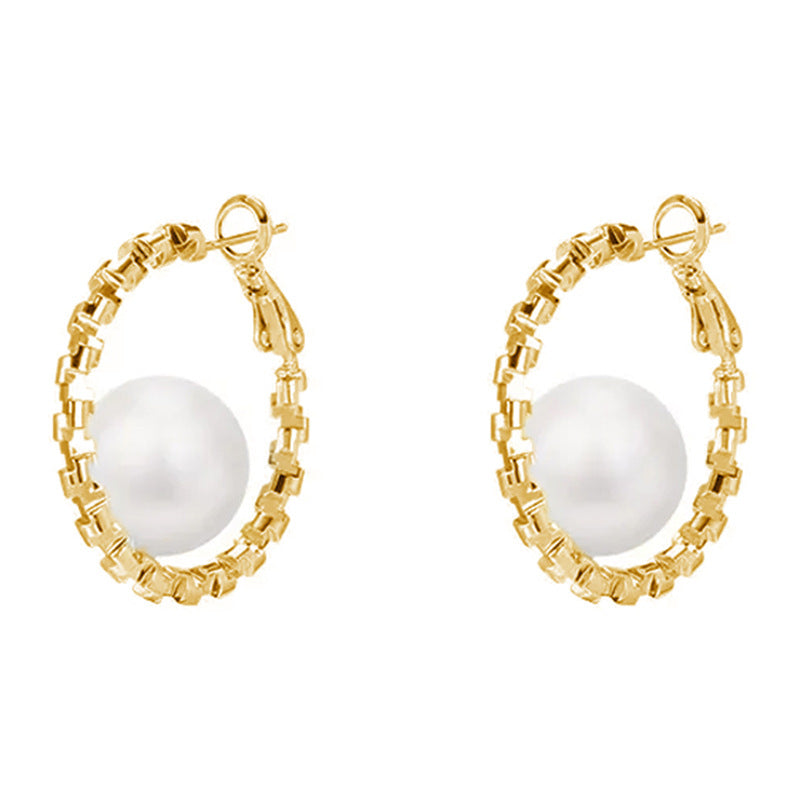 Camille Statement Pearl Hoop Earrings