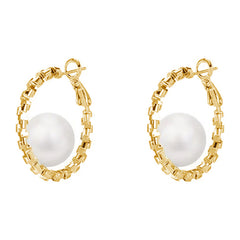 Camille Statement Pearl Hoop Earrings