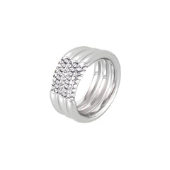 Multi-Band Rhinestone Accent Stainless Steel Ring