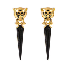 Leopard Head Geometric Drop Earrings