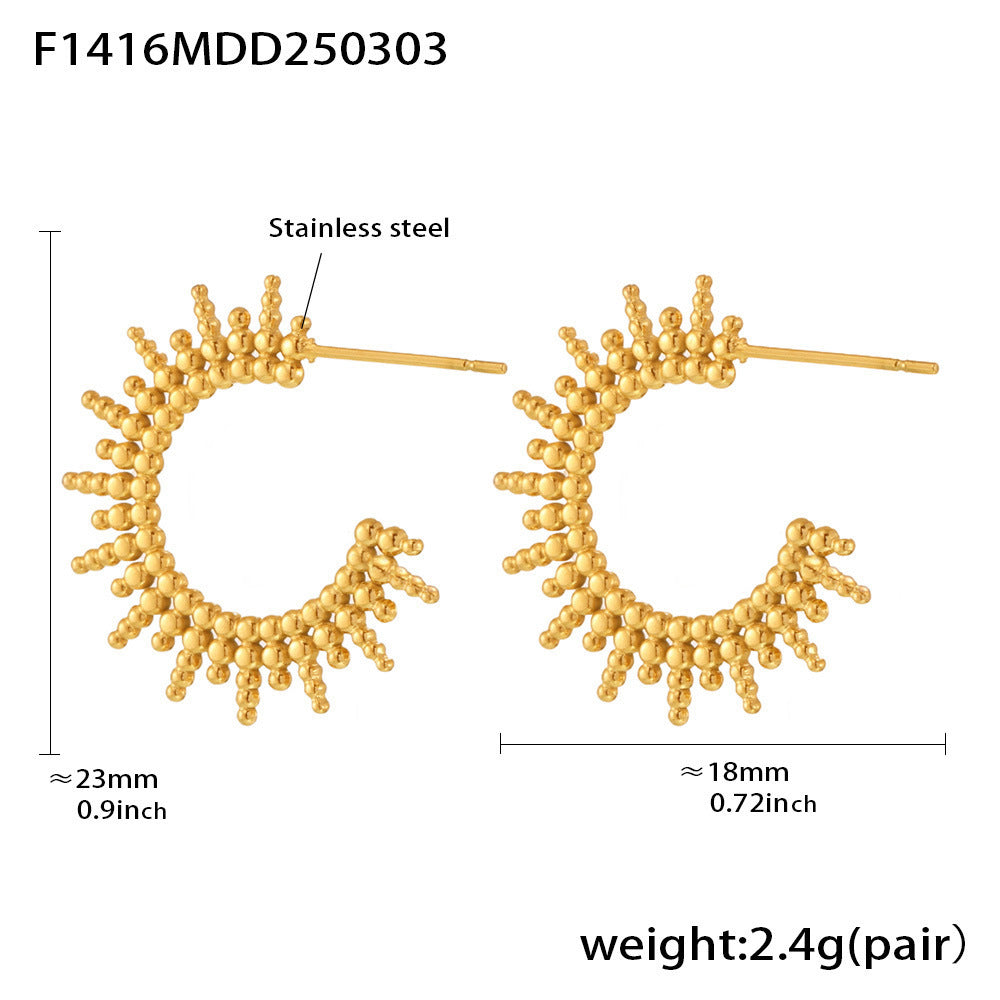 18K Gold-Plated Sunburst C-Hoop Earrings