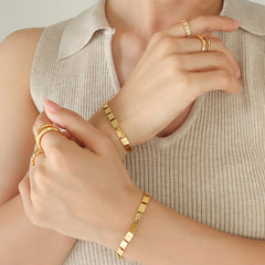 18K Gold-Plated Lettered Square Link Bracelet