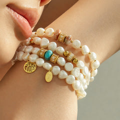 18K Gold-Plated Freshwater Pearl Beaded Bracelets