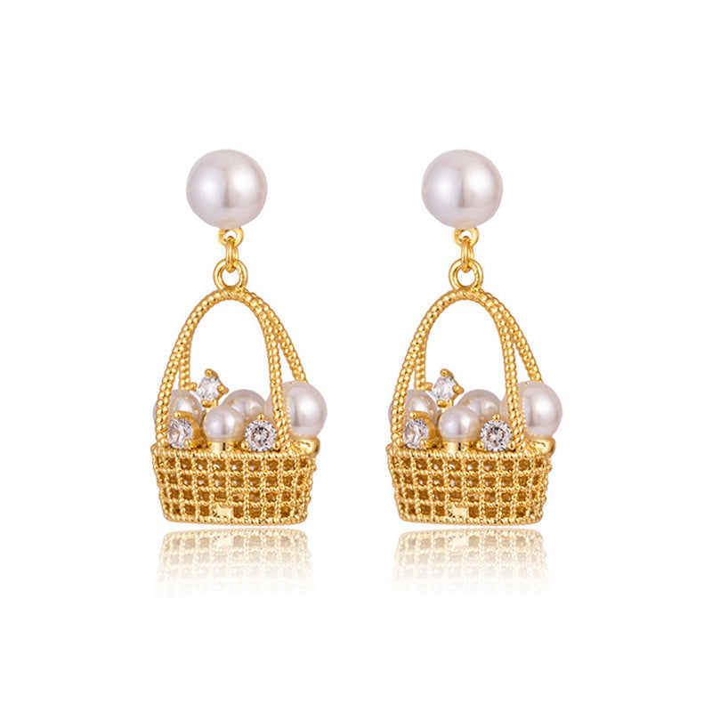 Nicolette Vintage-Inspired Pearl Pavé Stud Earrings No. 154555