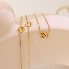 18K Gold-Plated Round Character Charm Anklet