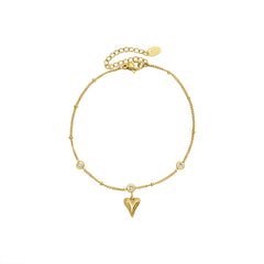 18K Gold-Plated Heart Stone-Accent Anklet