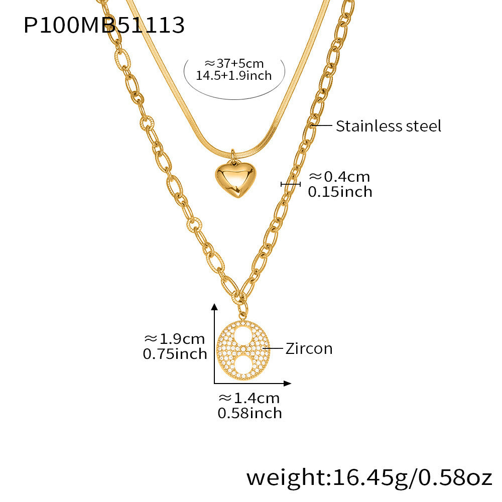Heart and Bead Double Layer Necklace