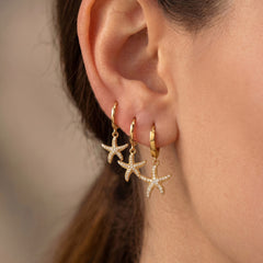 18K Gold-Plated Starfish Drop Hoop Earrings