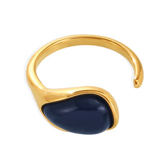 Blue Resin Teardrop Open Ring