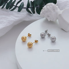 Textured Sphere Stainless Steel Stud Earrings