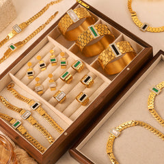 Gold-Tone Geometric Inlay Jewelry
