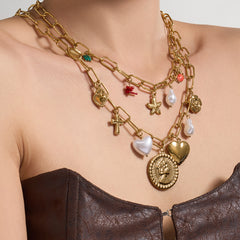 18K Gold-Plated Heart Medallion Charm Necklace or Bracelet